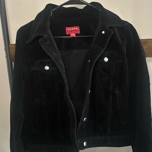 Chaps Denim Black Corduroy Trucker Jacket Size Small Cotton Blend